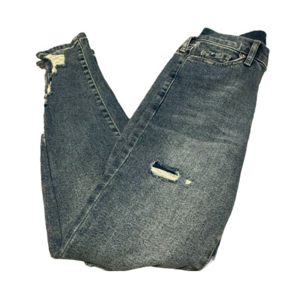 Free People Blue Distressed Straight Jeans Womens Size 26 - Picture 3 of 6